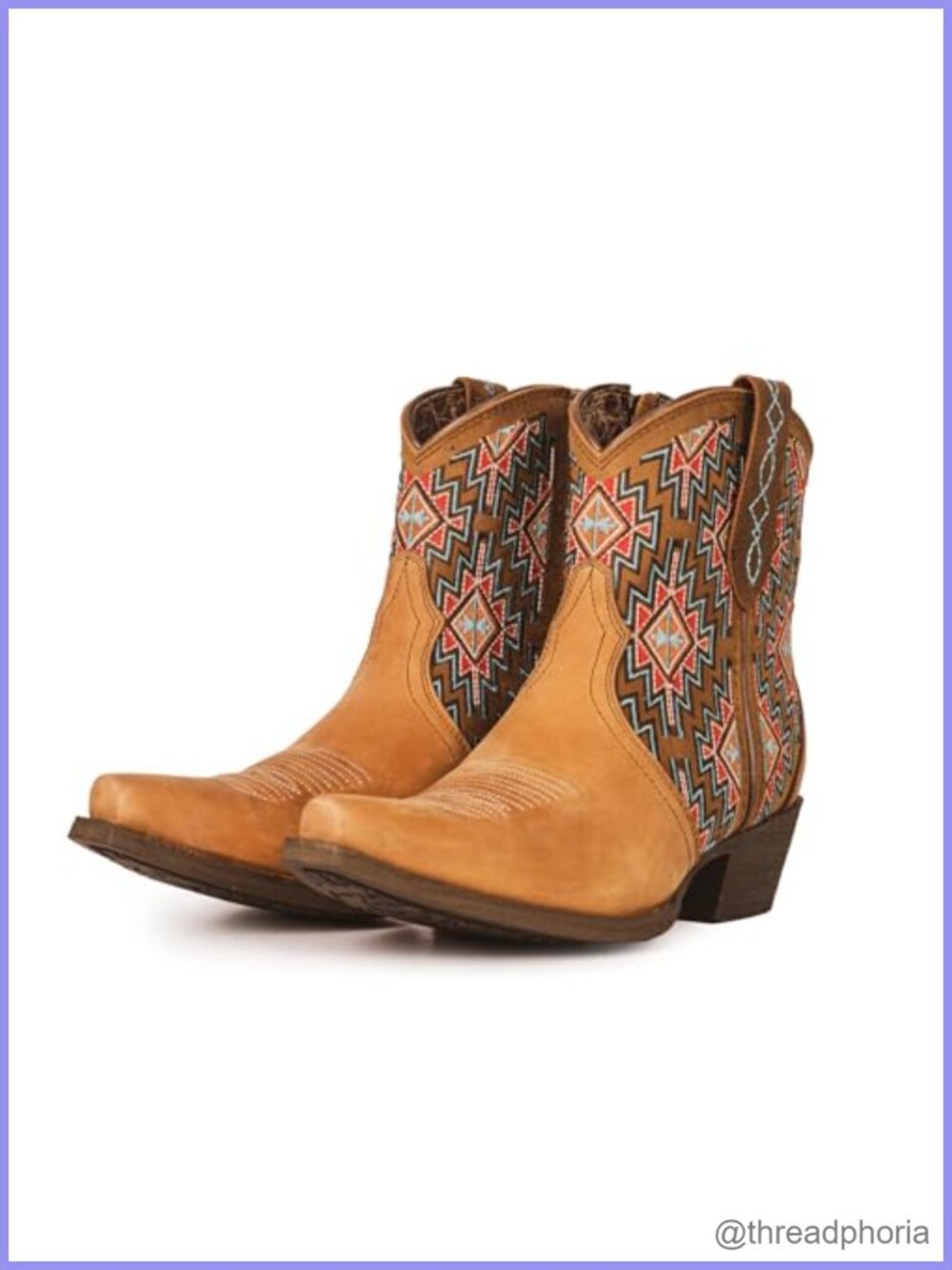 Genuine Leather Western Cowboy Ankle Boots Chunky Heel Pointed Toe Women's